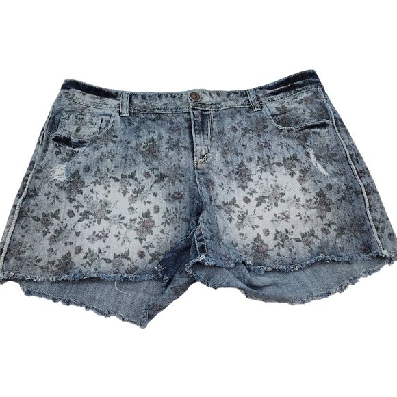 Maurices Pants - Maurices Floral Jean Shorts Raw Hem Womens size 20